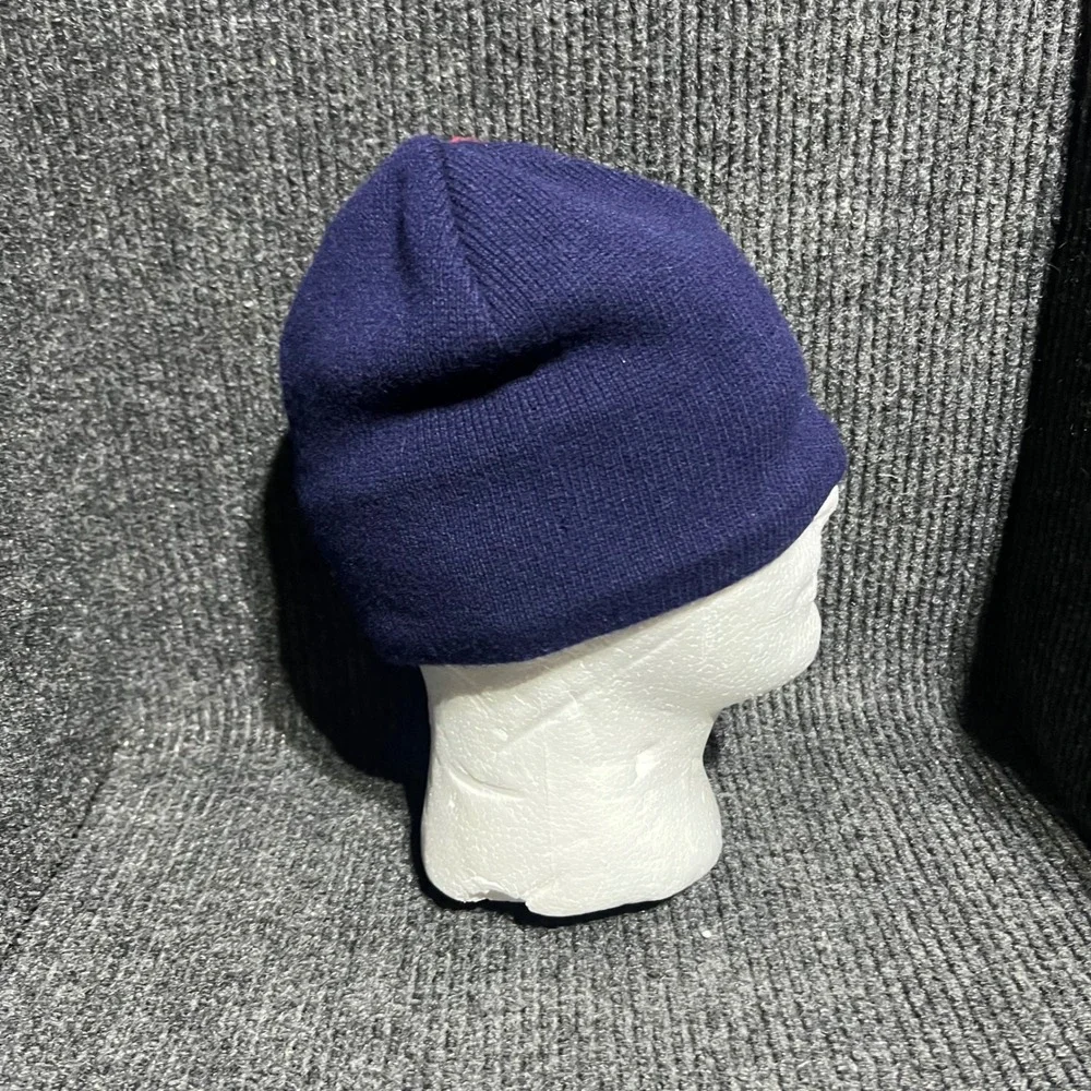 Vintage Polo Sport Beanie Mens OS Navy Red Racing Stripe Lambswool Knit Hat NWT